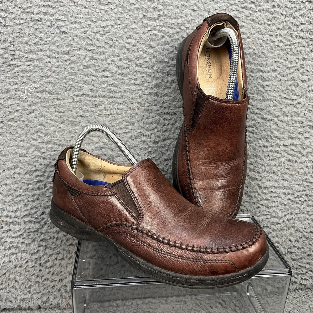 Florsheim Brown Slip On Shoes Men's 9M Blown Eva Sole #13079-200 Leather Comfort